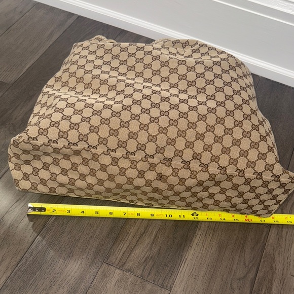 Gucci Tan ivory GG canvas Monogram horsebit large hobo bag with gold hardware - Picture 8 of 16